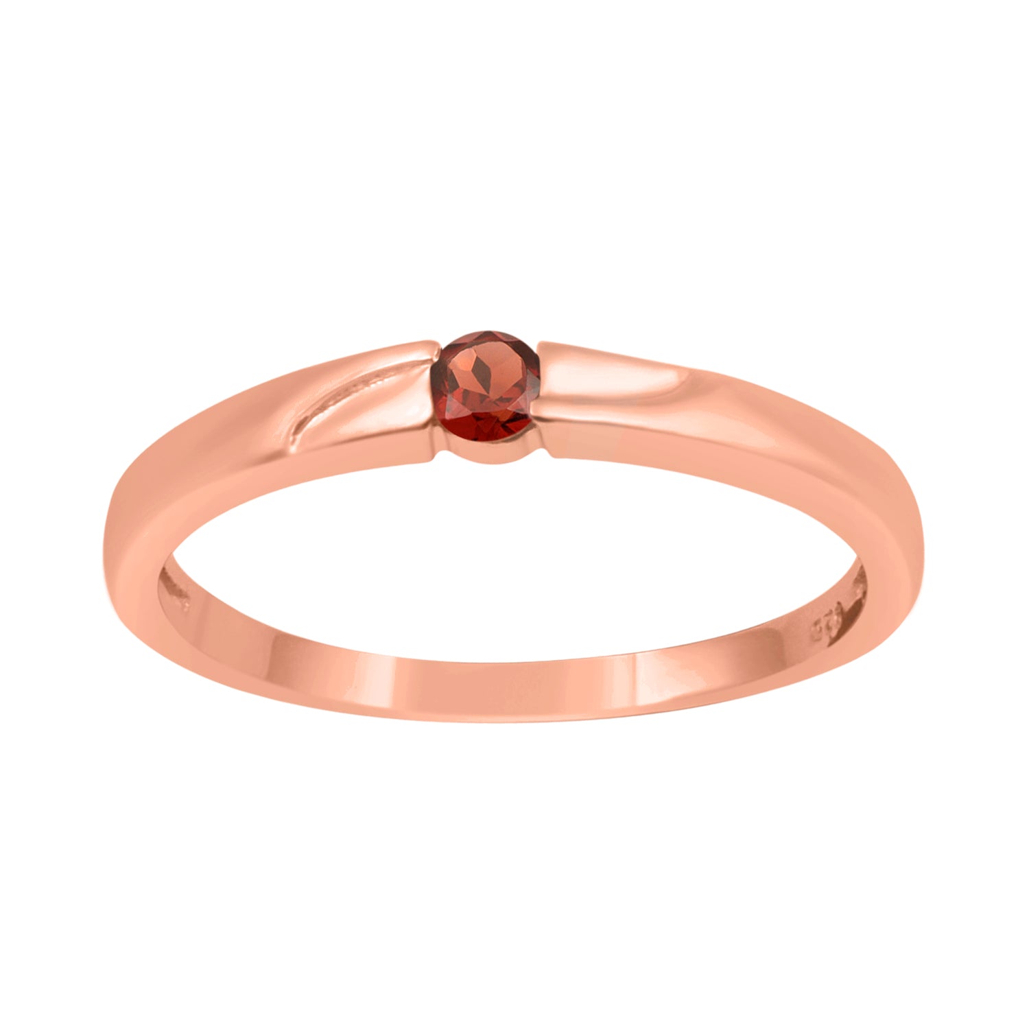 Garnet Round 3MM Tiny Stackable Ring - Sterling Silver