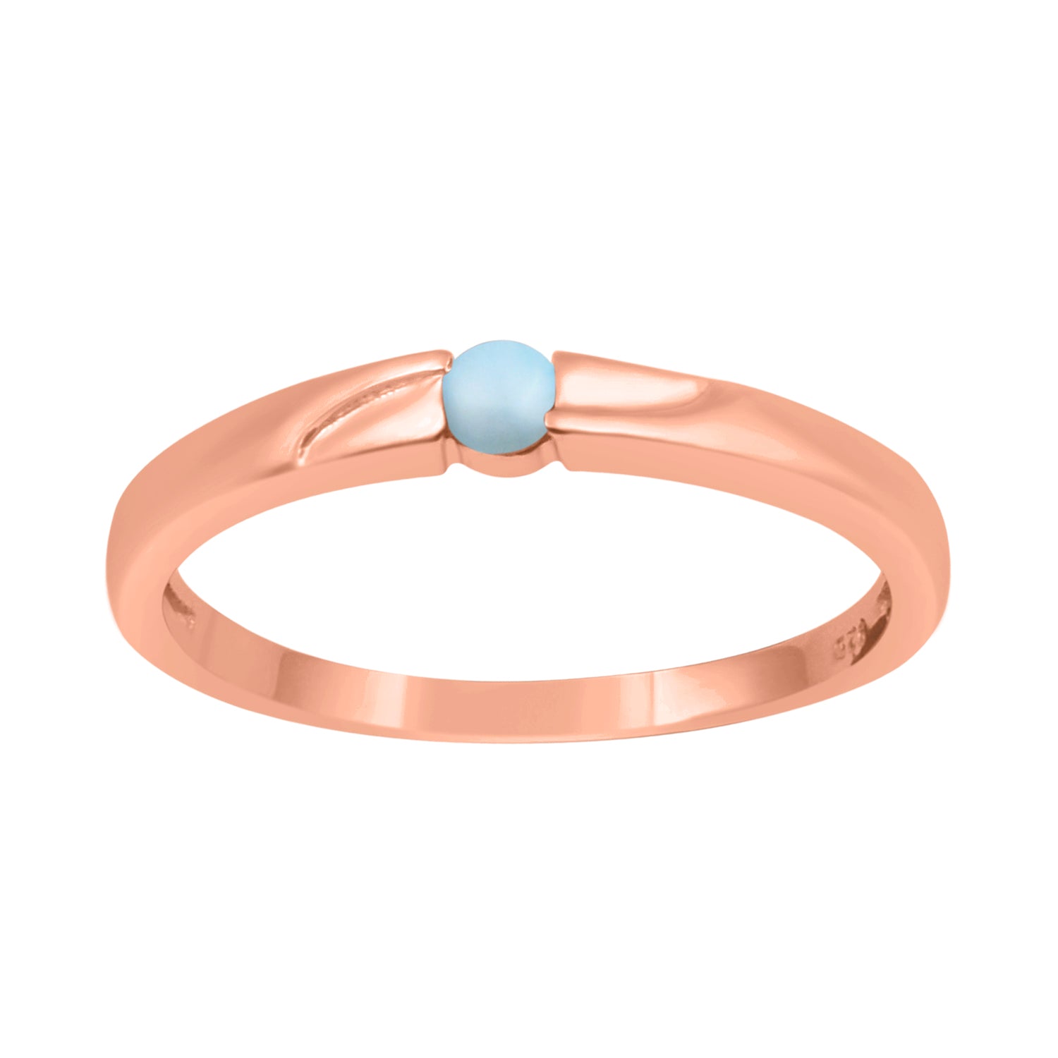 Larimar Round 3MM Tiny Stackable Ring - Sterling Silver