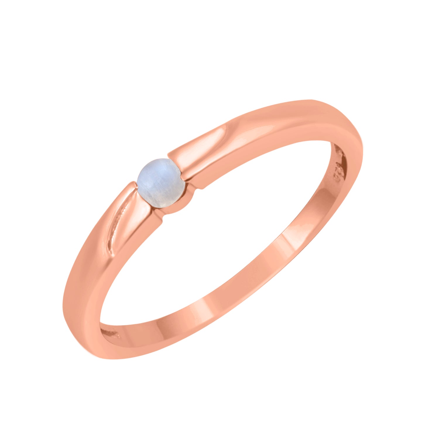 Moonstone Round 3MM Tiny Stackable Ring - Sterling Silver