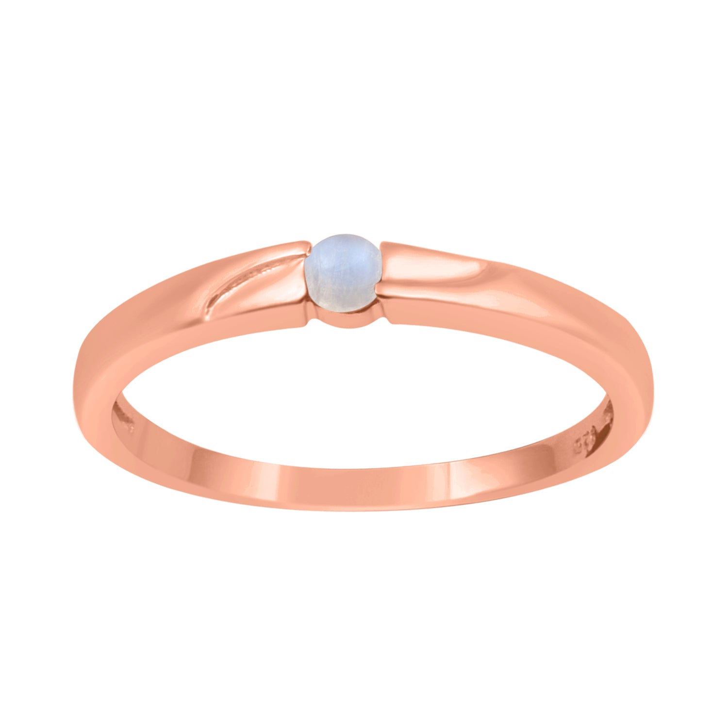 Moonstone Round 3MM Tiny Stackable Ring - Sterling Silver