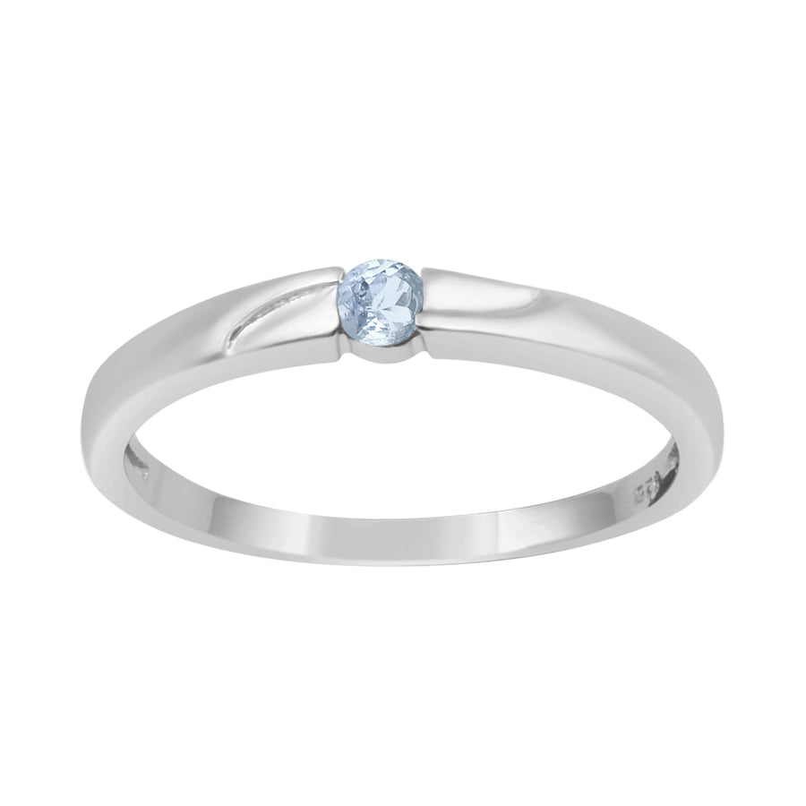 Aquamarine Solitaire Minimalist Ring -Sterling Silver