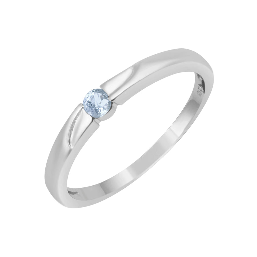 Aquamarine Solitaire Minimalist Ring -Sterling Silver