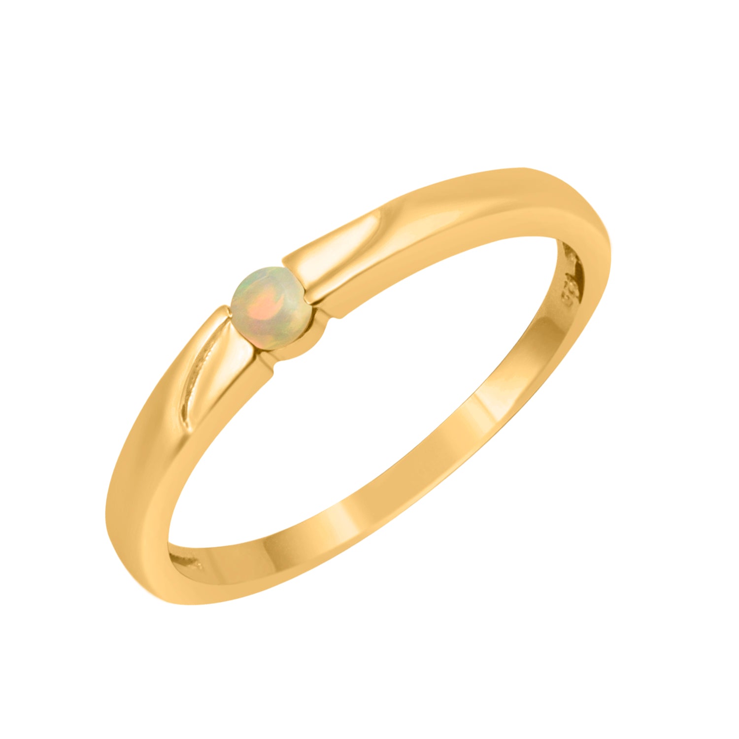 Opal Round 3MM Tiny Stackable Ring - Sterling Silver