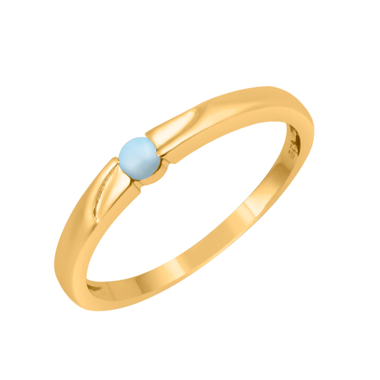 Larimar Round 3MM Tiny Stackable Ring - Sterling Silver