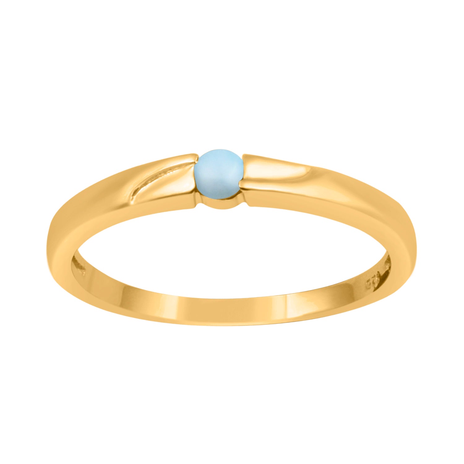 Larimar Round 3MM Tiny Stackable Ring - Sterling Silver