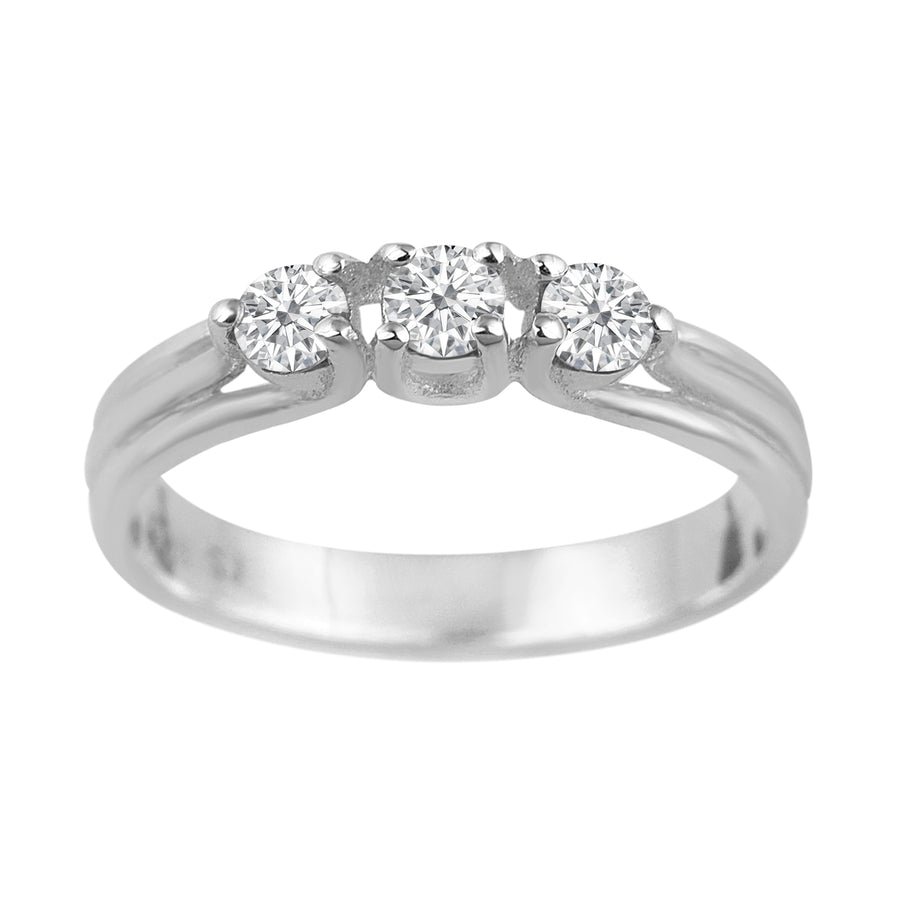 Moissanite Three-Stone Ring - Sterling Silver