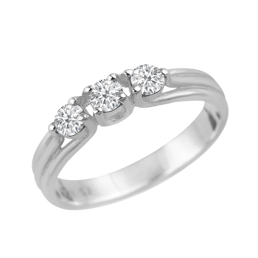 Moissanite Three-Stone Ring - Sterling Silver