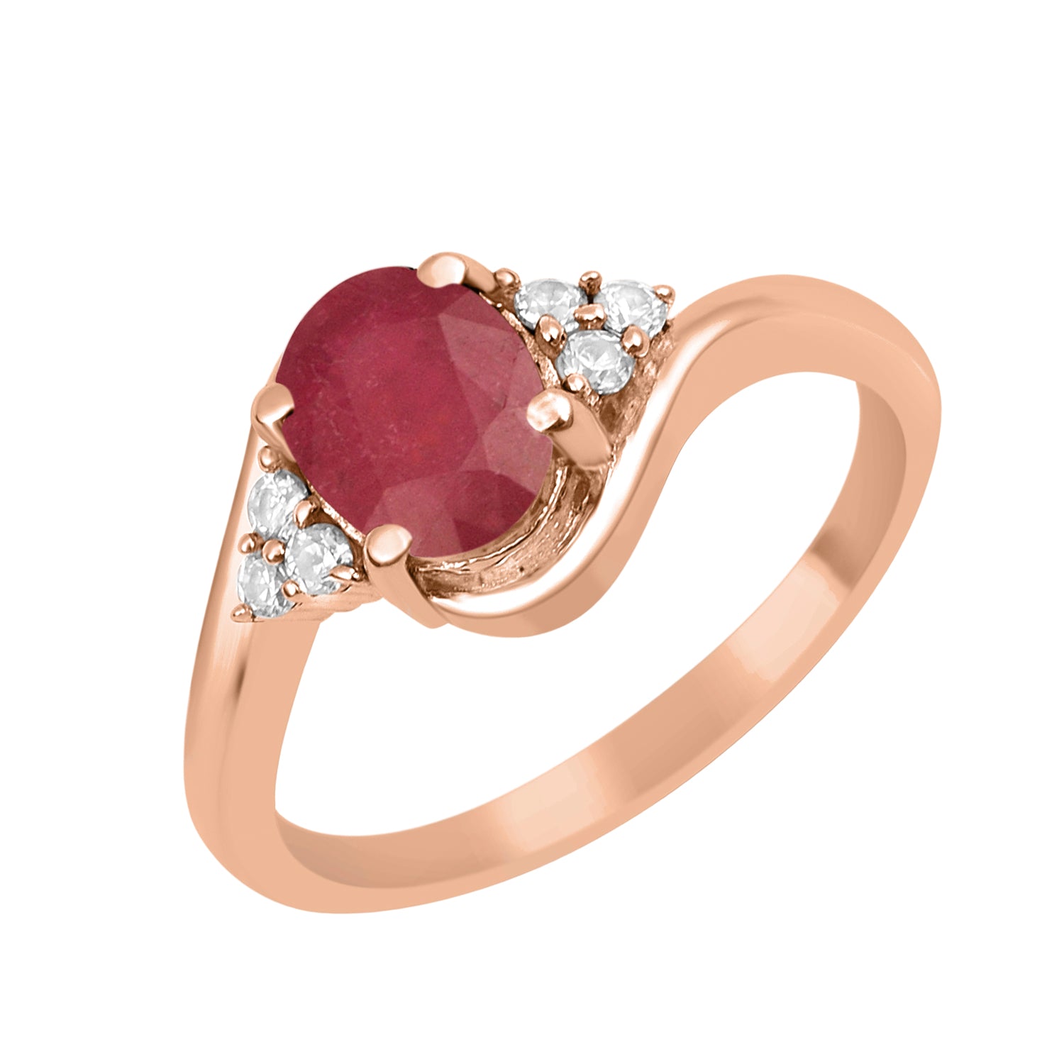 Ruby 1.5 ctw. Oval Cut Solitaire Ring-Sterling Silver