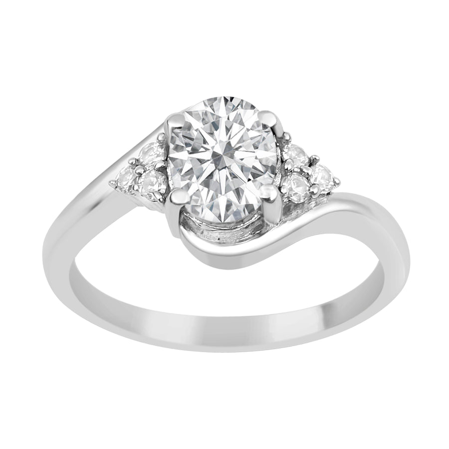 Moissanite Twisted Accent Ring - Sterling Silver