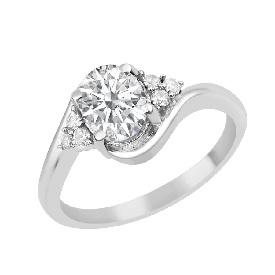 Moissanite Twisted Accent Ring - Sterling Silver