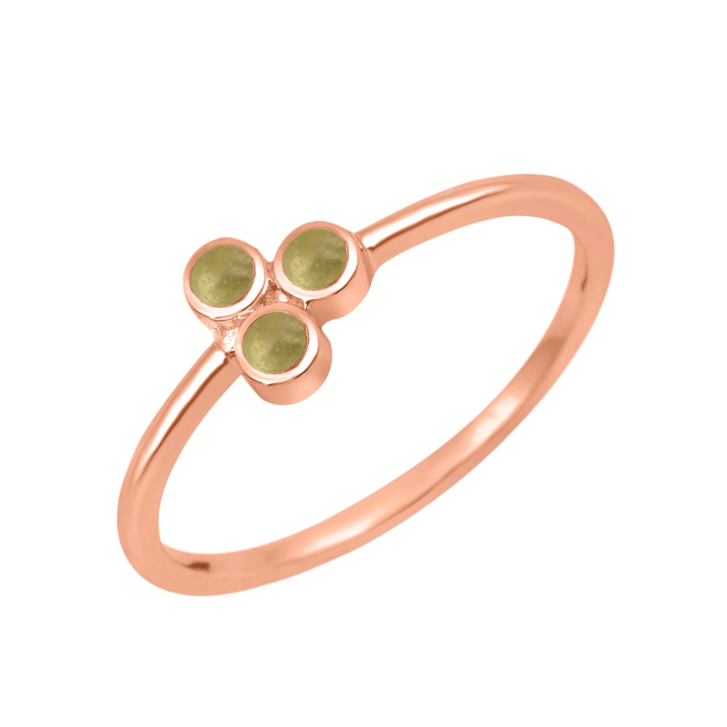 Peridot Cab 2MM Round Stackable Ring-Sterling Silver