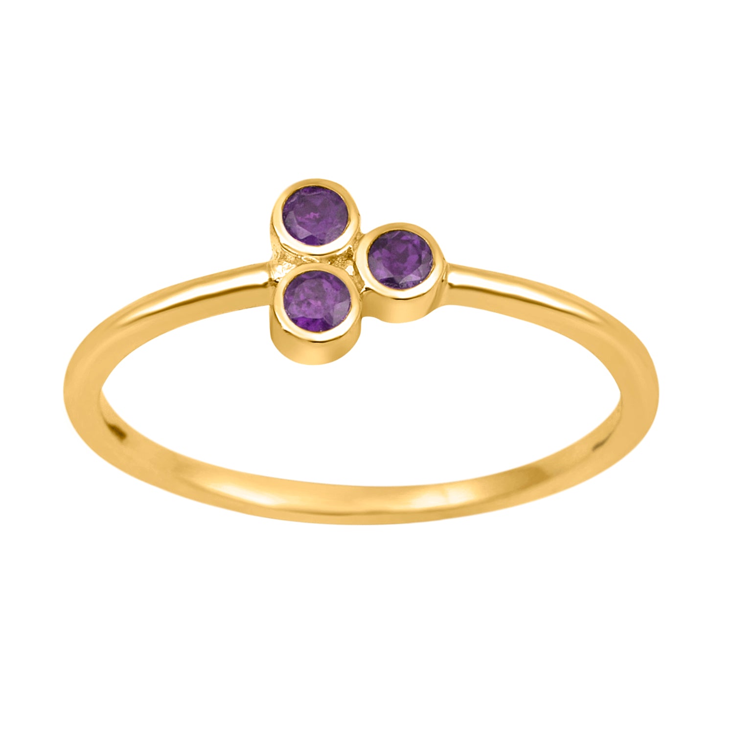 Amethyst 2MM Round Stackable Ring-Sterling Silver
