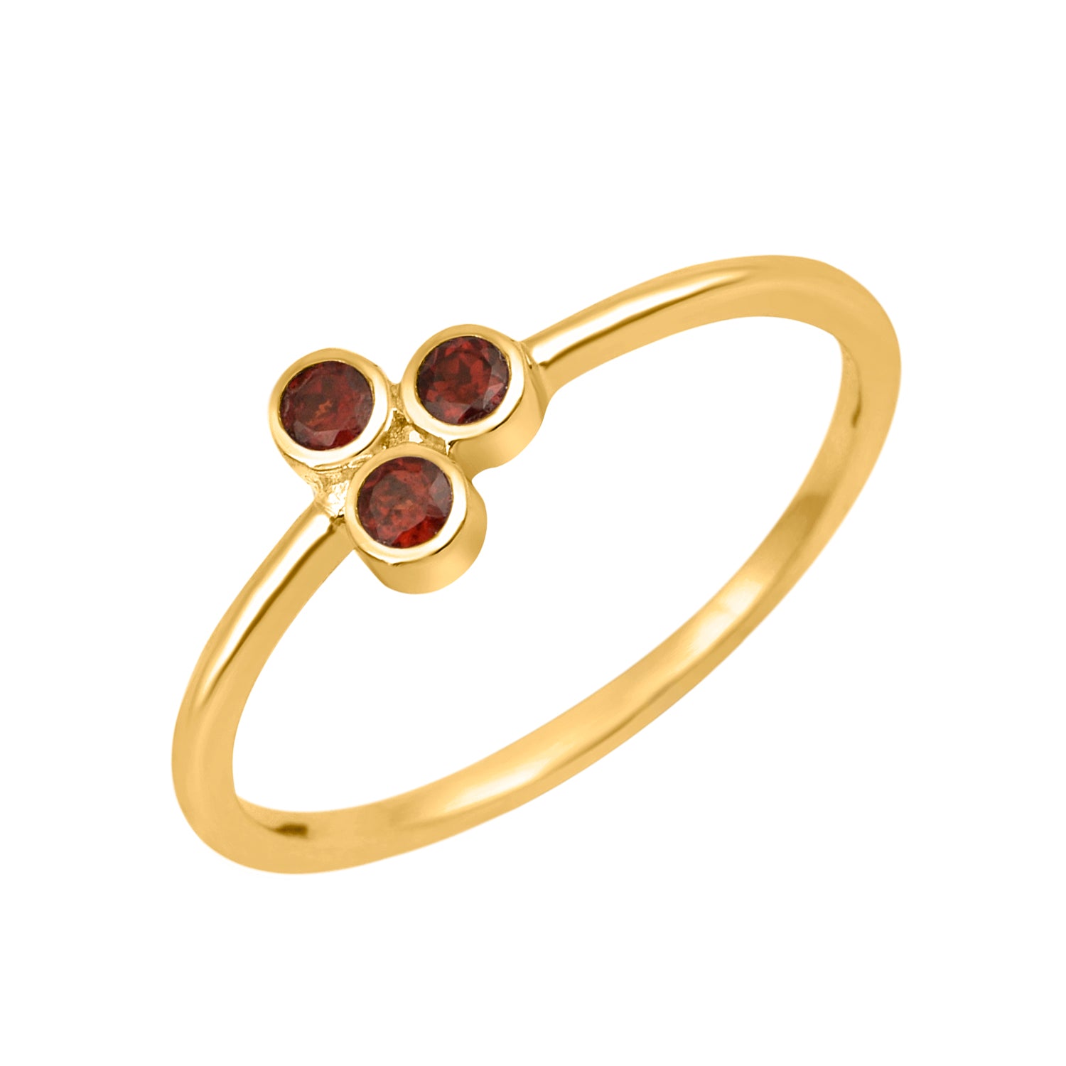 Garnet 2MM Round Stackable Ring-Sterling Silver
