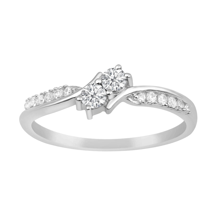Moissanite Bypass Two-Stone Ring - Sterling Silver