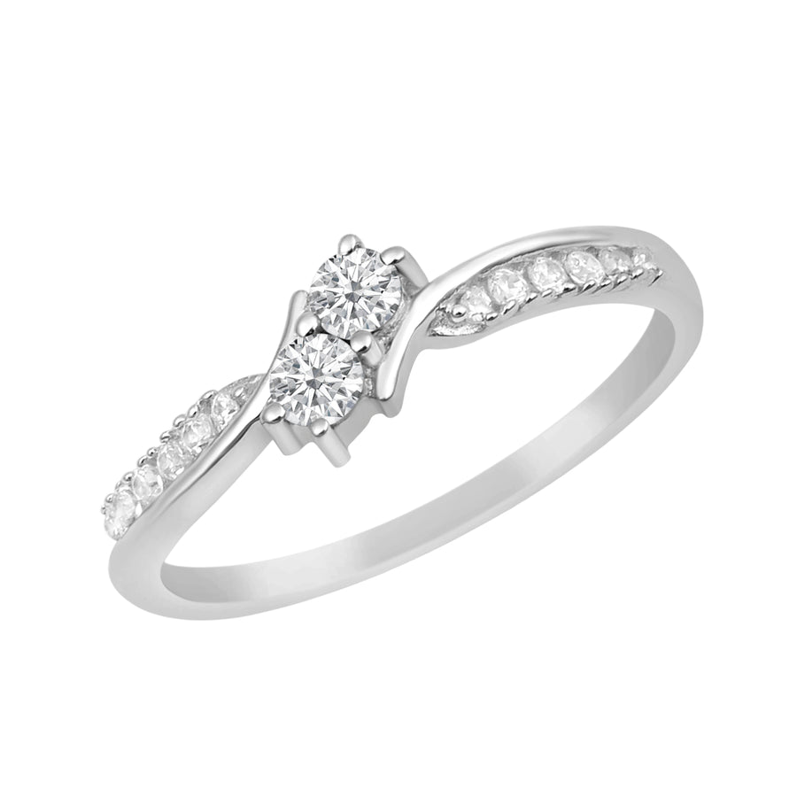Moissanite Bypass Two-Stone Ring - Sterling Silver