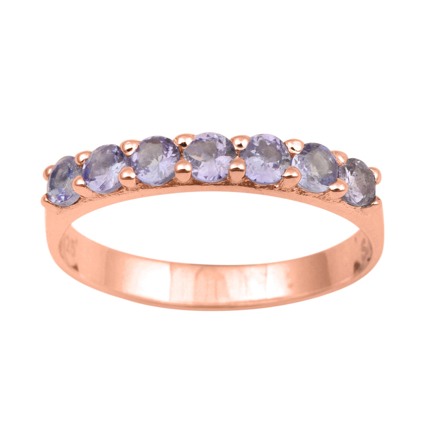 Tanzanite 3mm Round Eternity Band Ring-Sterling Silver