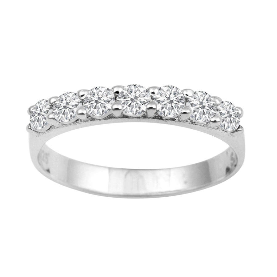 Moissanite Half Eternity Band Ring - Sterling Silver