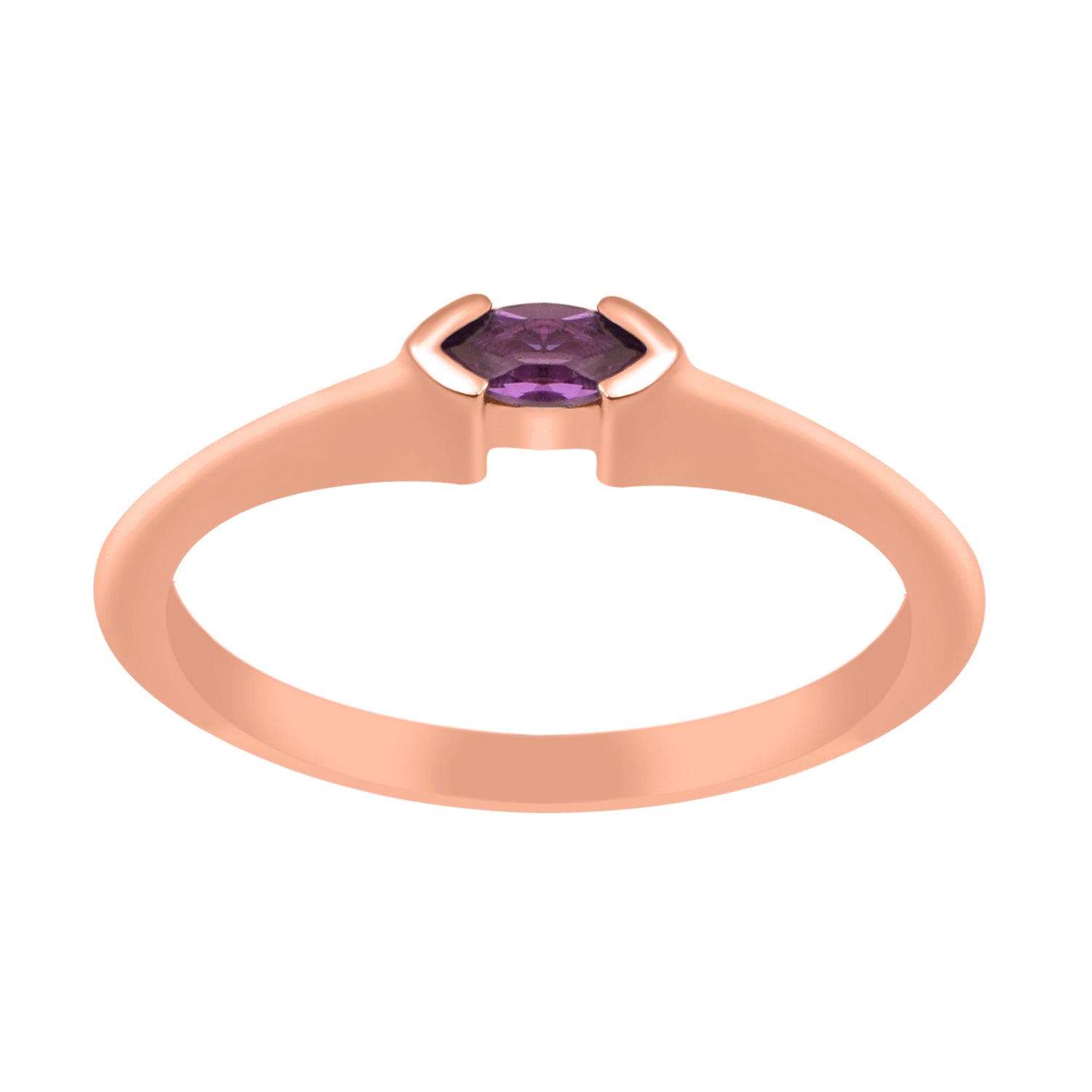 Amethyst Marquise Cut 0.20 Ctw Solitaire Ring-925 Sterling Silver