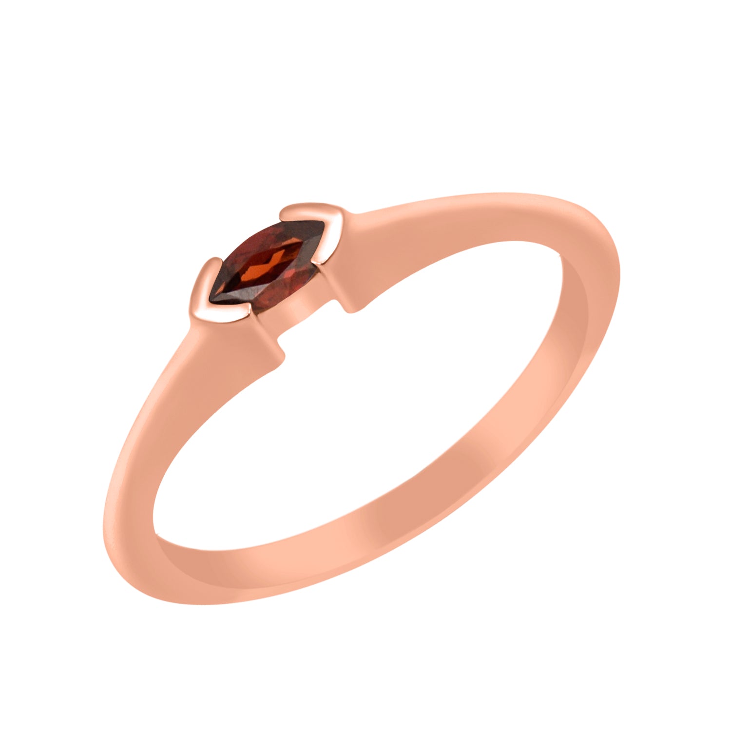 Garnet Marquise Cut 0.20 Ctw Solitaire Ring-925 Sterling Silver