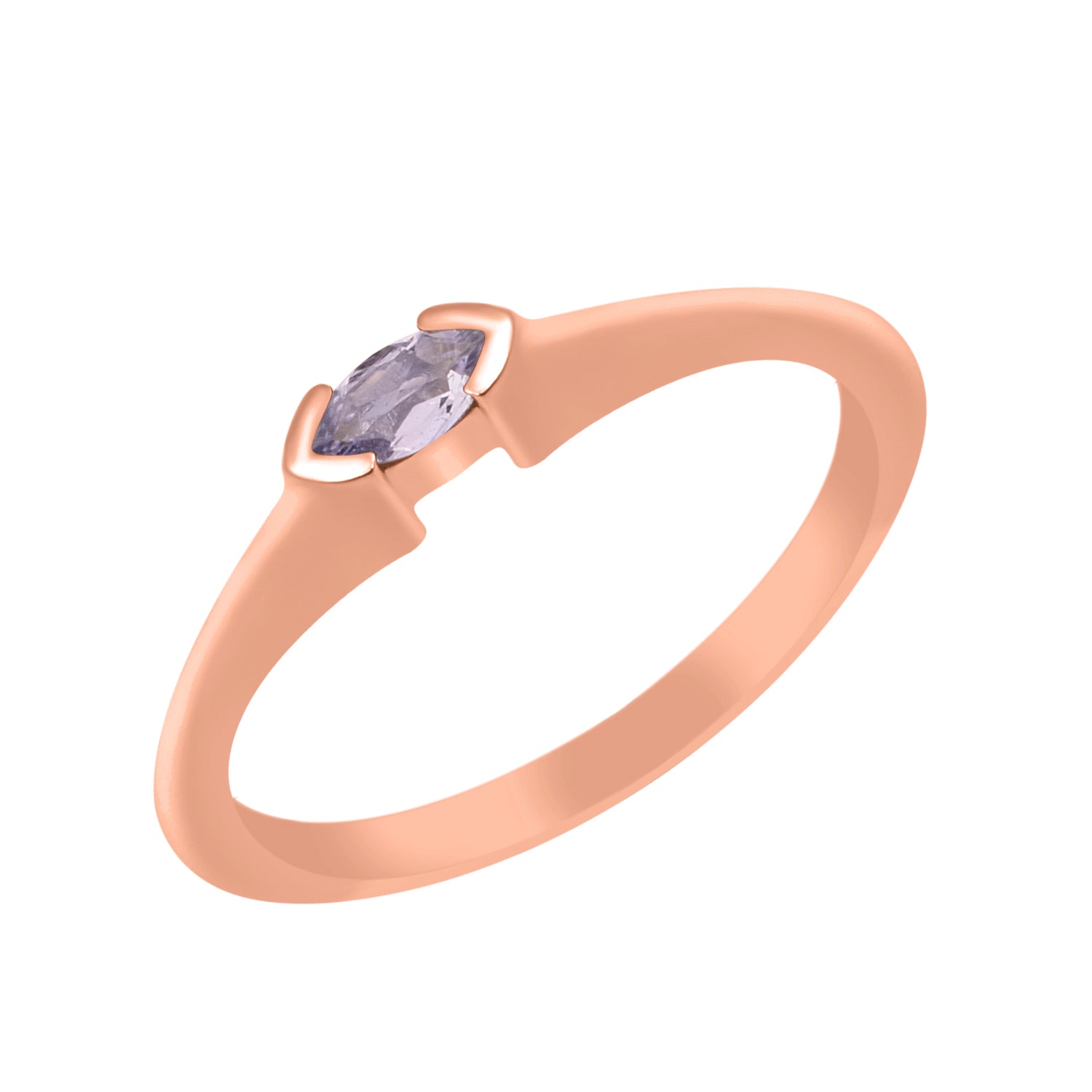 Tanzanite Solitaire Minimalist Ring - Sterling Silver