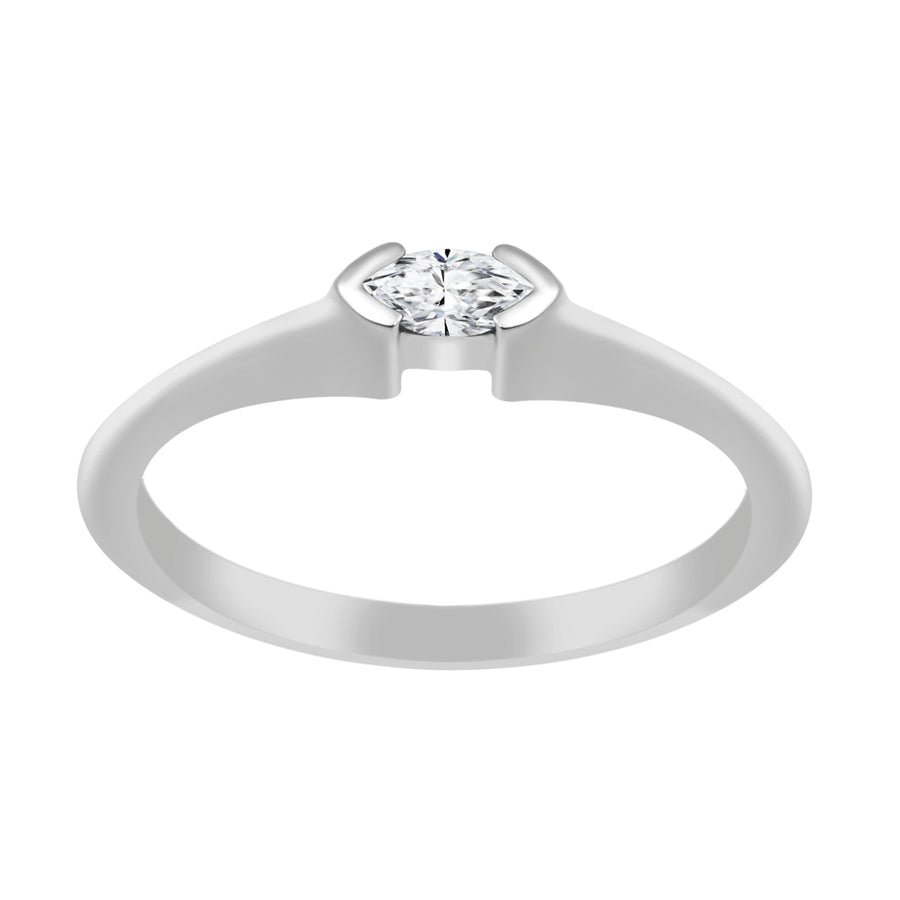 Moissanite Minimalist Solitaire Ring - Sterling Silver