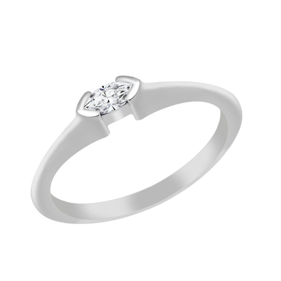 Moissanite Minimalist Solitaire Ring - Sterling Silver