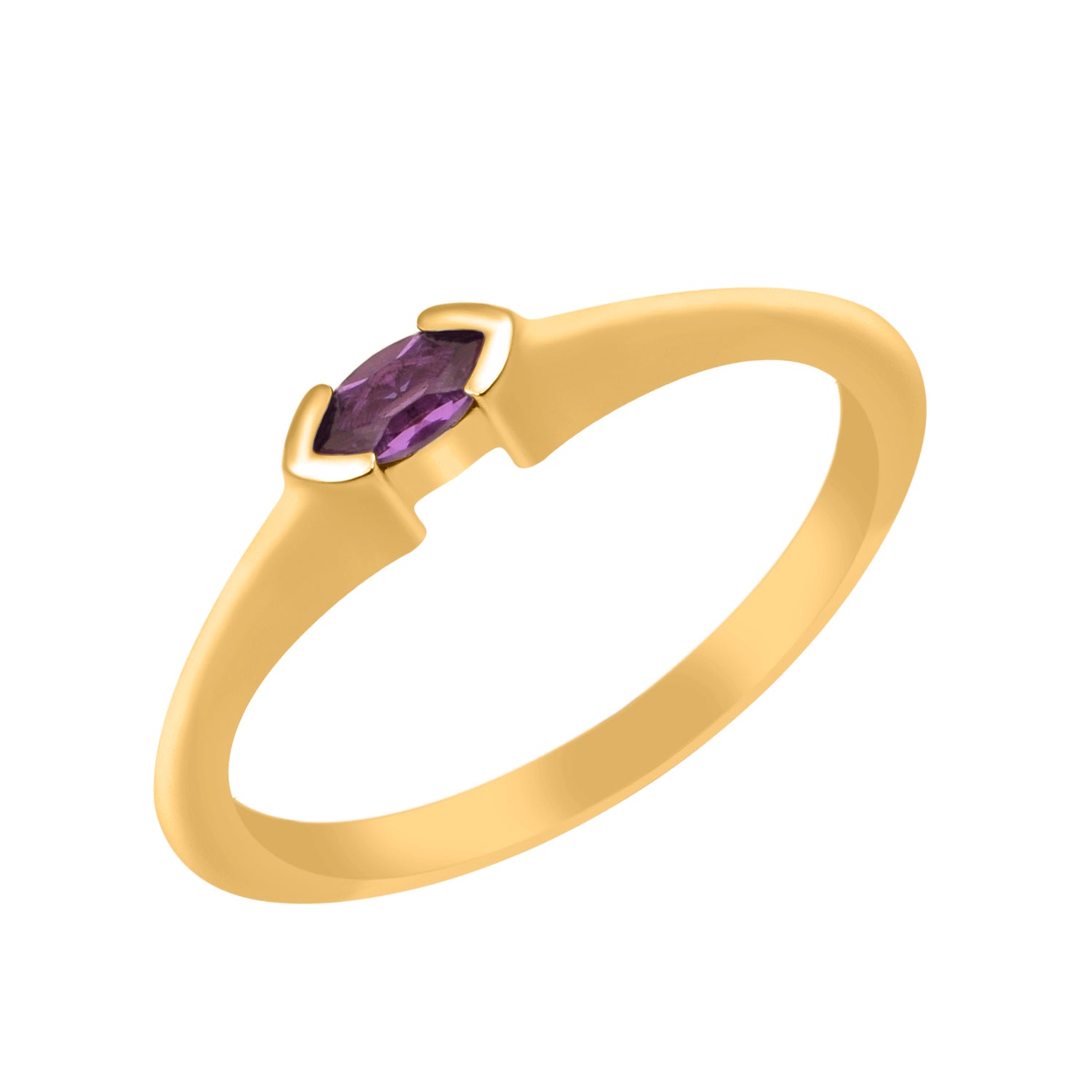 Amethyst Marquise Cut 0.20 Ctw Solitaire Ring-925 Sterling Silver