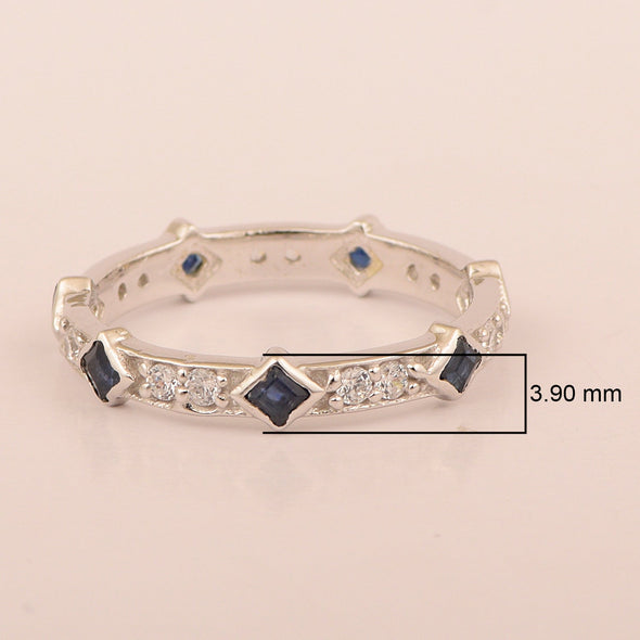 Stackable Square 0.50 Ctw Blue Sapphire Women Sterling Silver Ring - Kimaya INC