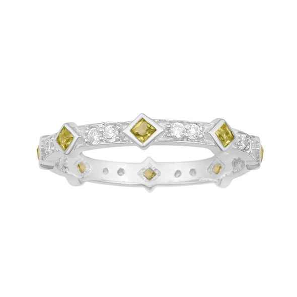 Stackable Square 0.50 Ctw Peridot Women Sterling Silver Ring - Kimaya INC