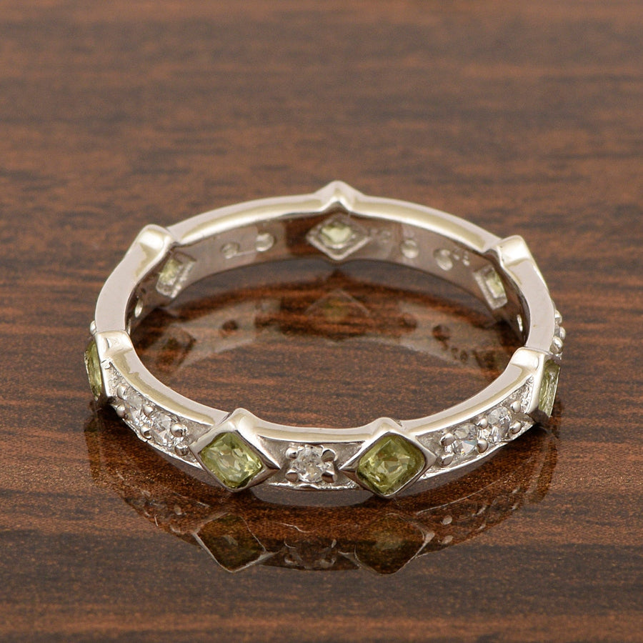 Peridot Eternity Stackable Ring- Sterling Silver