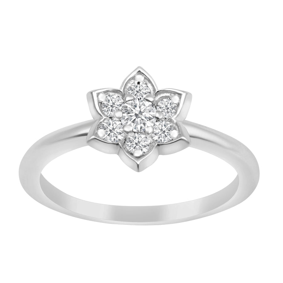 Moissanite Floral Cluster Ring - Sterling Silver