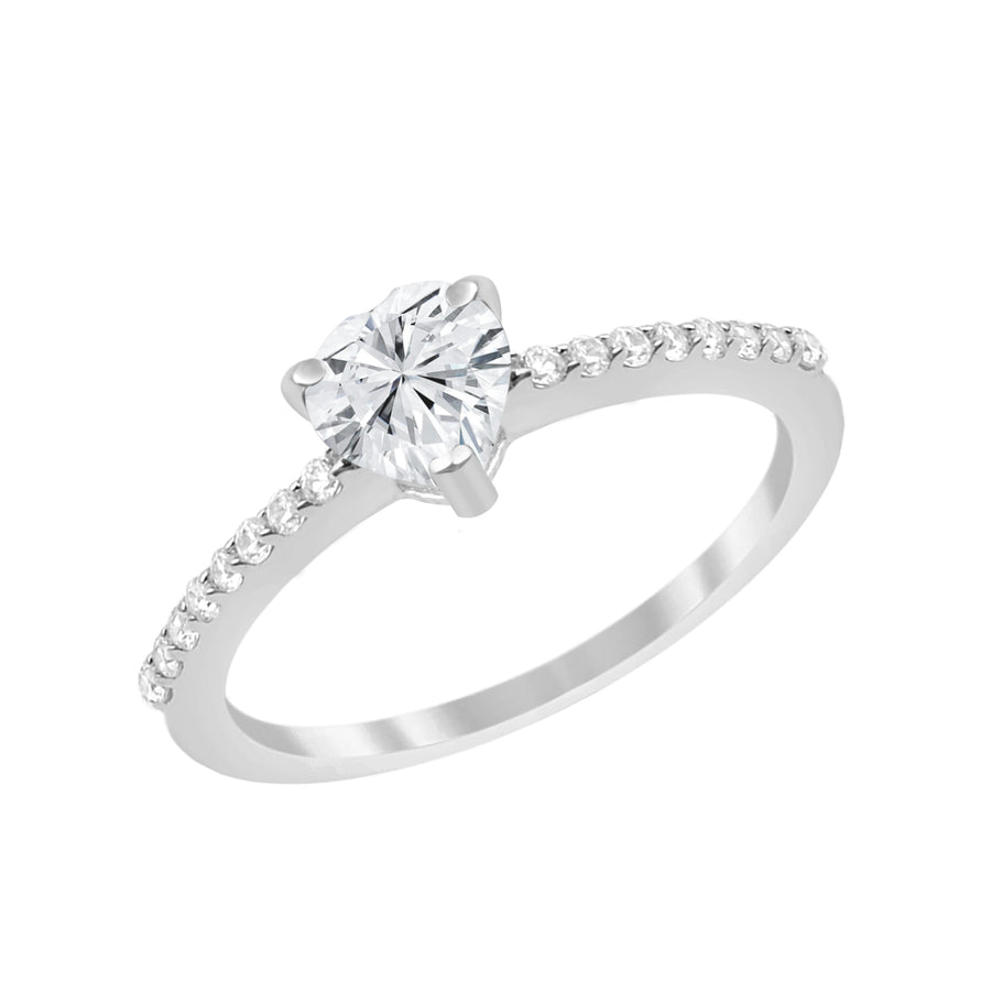 Moissanite Solitaire Ring - Sterling Silver