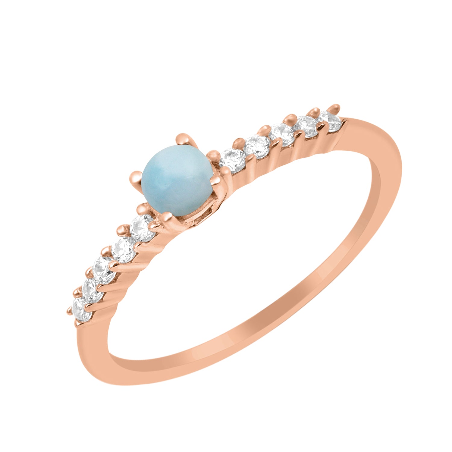 Larimar Solitaire Wedding Ring - Sterling Silver