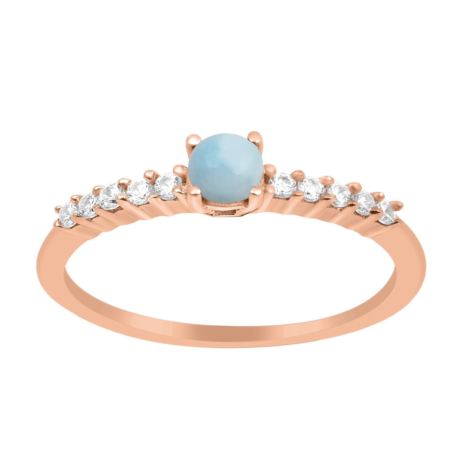 Larimar Solitaire Wedding Ring - Sterling Silver