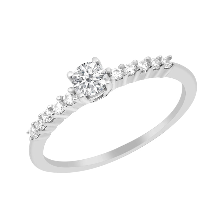Moissanite Pave Band Ring - Sterling Silver
