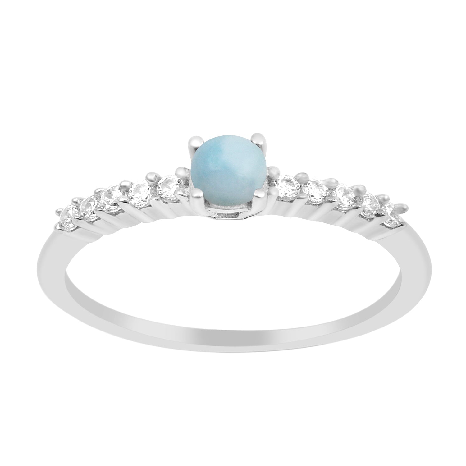 Round 0.40 Ctw Larimar 925 Sterling Silver Stacking Solid Ring - Kimaya INC