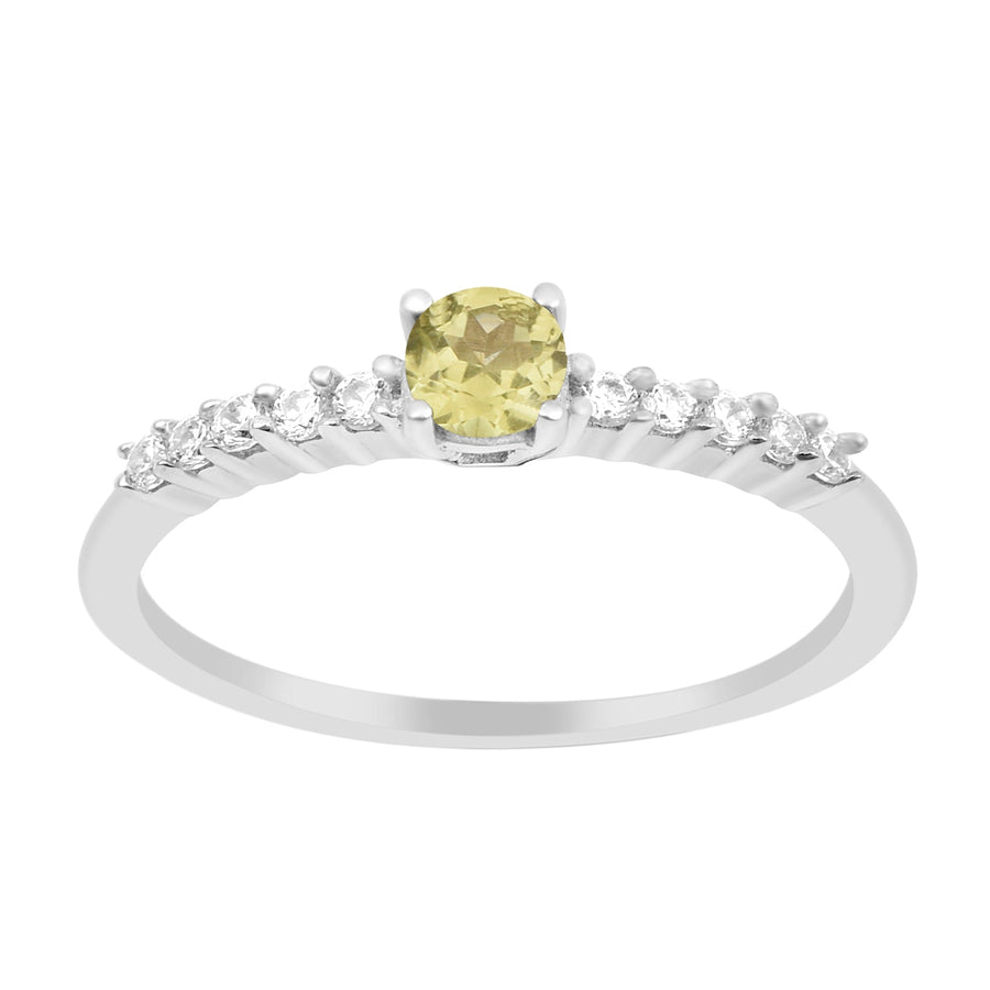 Round 0.40 Ctw Peridot 925 Sterling Silver Stacking Solid Ring