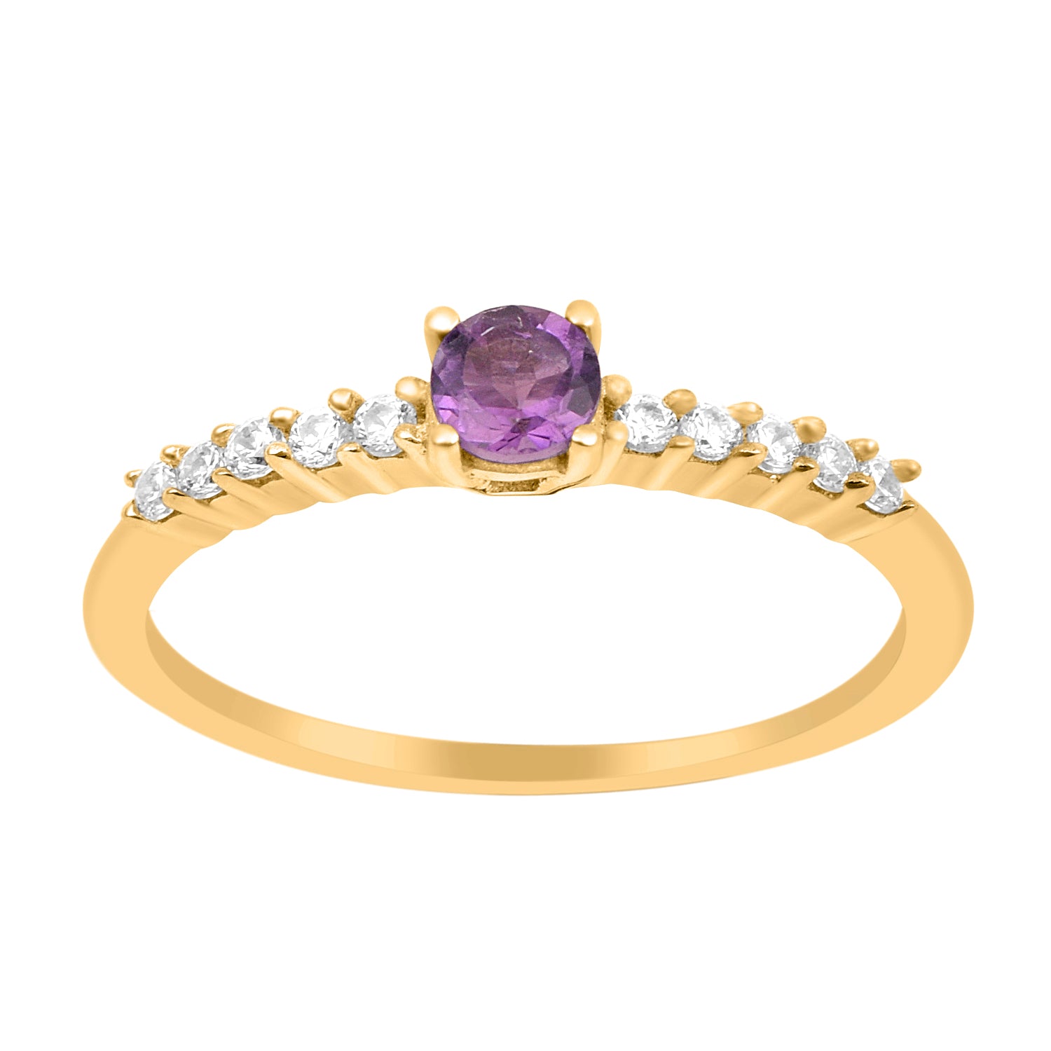 Amethyst Solitaire Wedding Ring - Sterling Silver