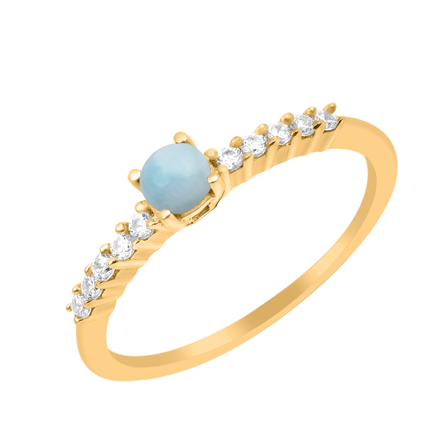 Larimar Solitaire Wedding Ring - Sterling Silver