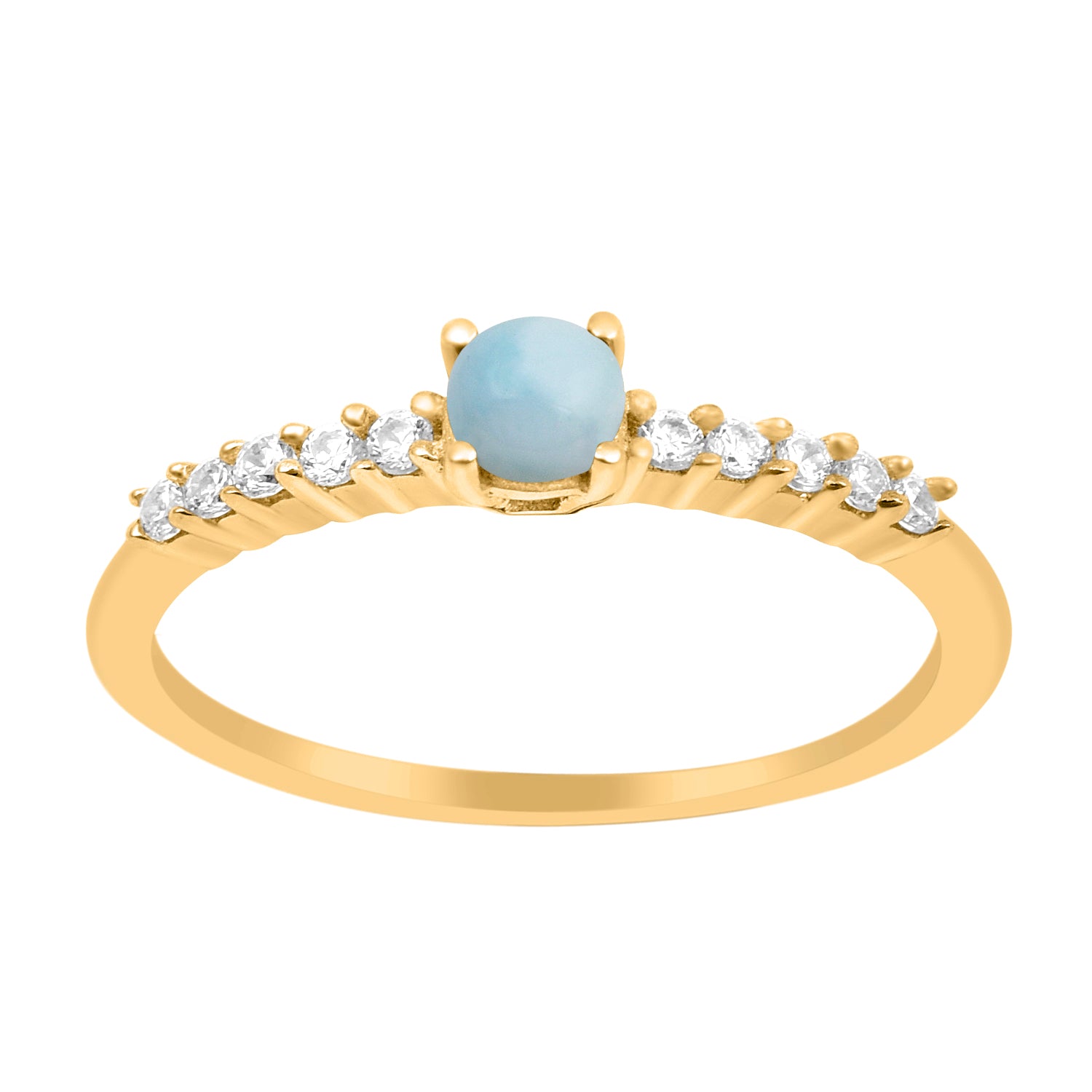 Larimar Solitaire Wedding Ring - Sterling Silver