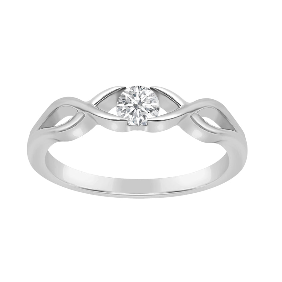Moissanite Twist Open Design Ring - Sterling Silver
