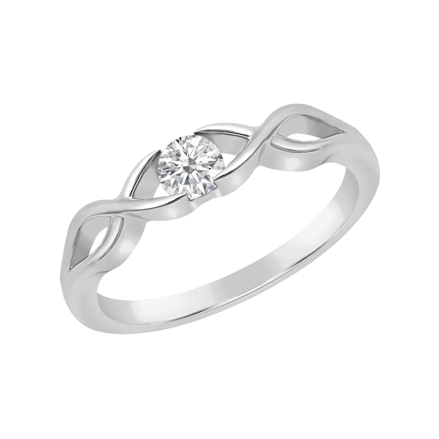Moissanite Twist Open Design Ring - Sterling Silver