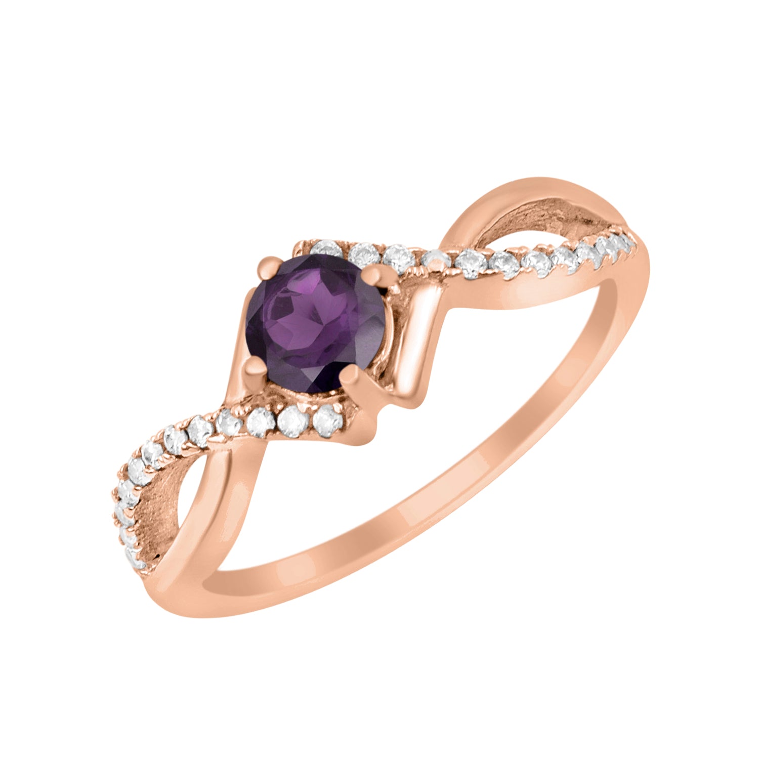 Amethyst Infinity Twist Ring - Sterling Silver