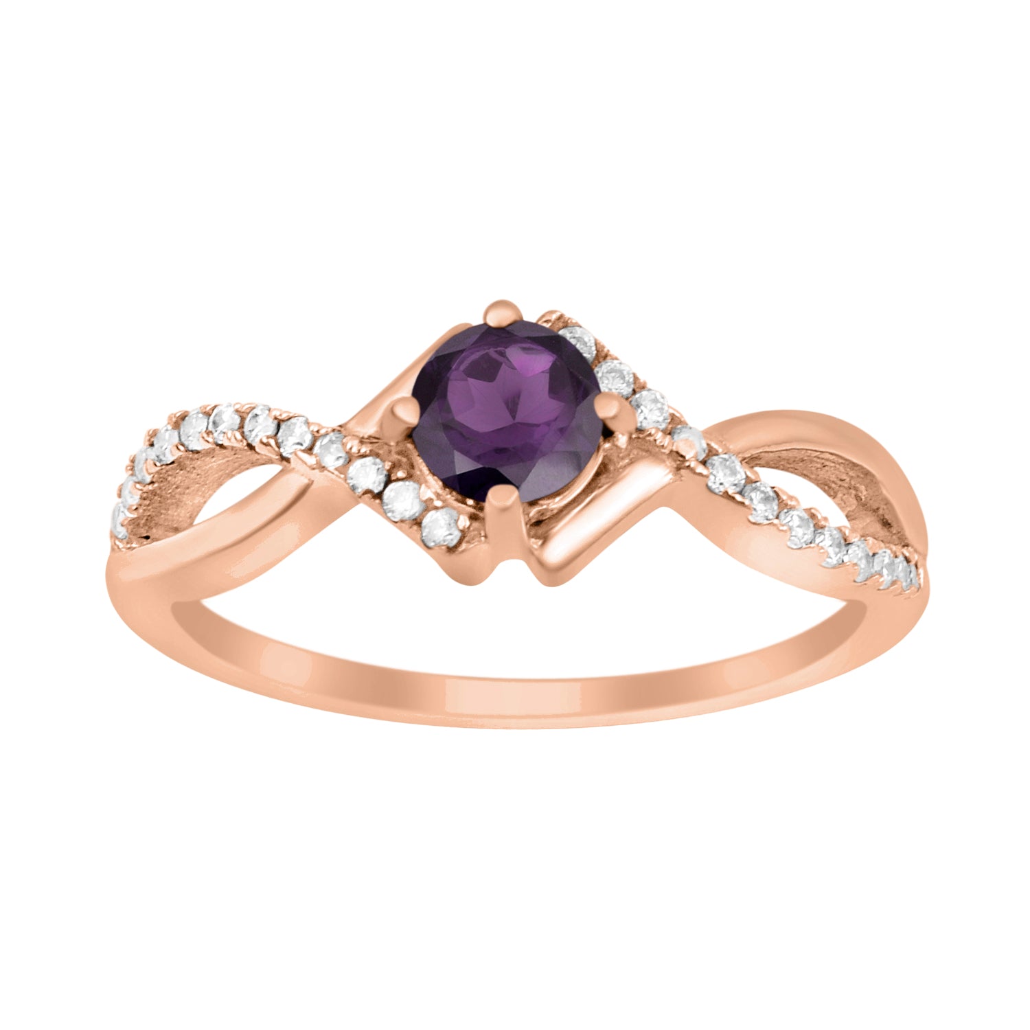 Amethyst Infinity Twist Ring - Sterling Silver