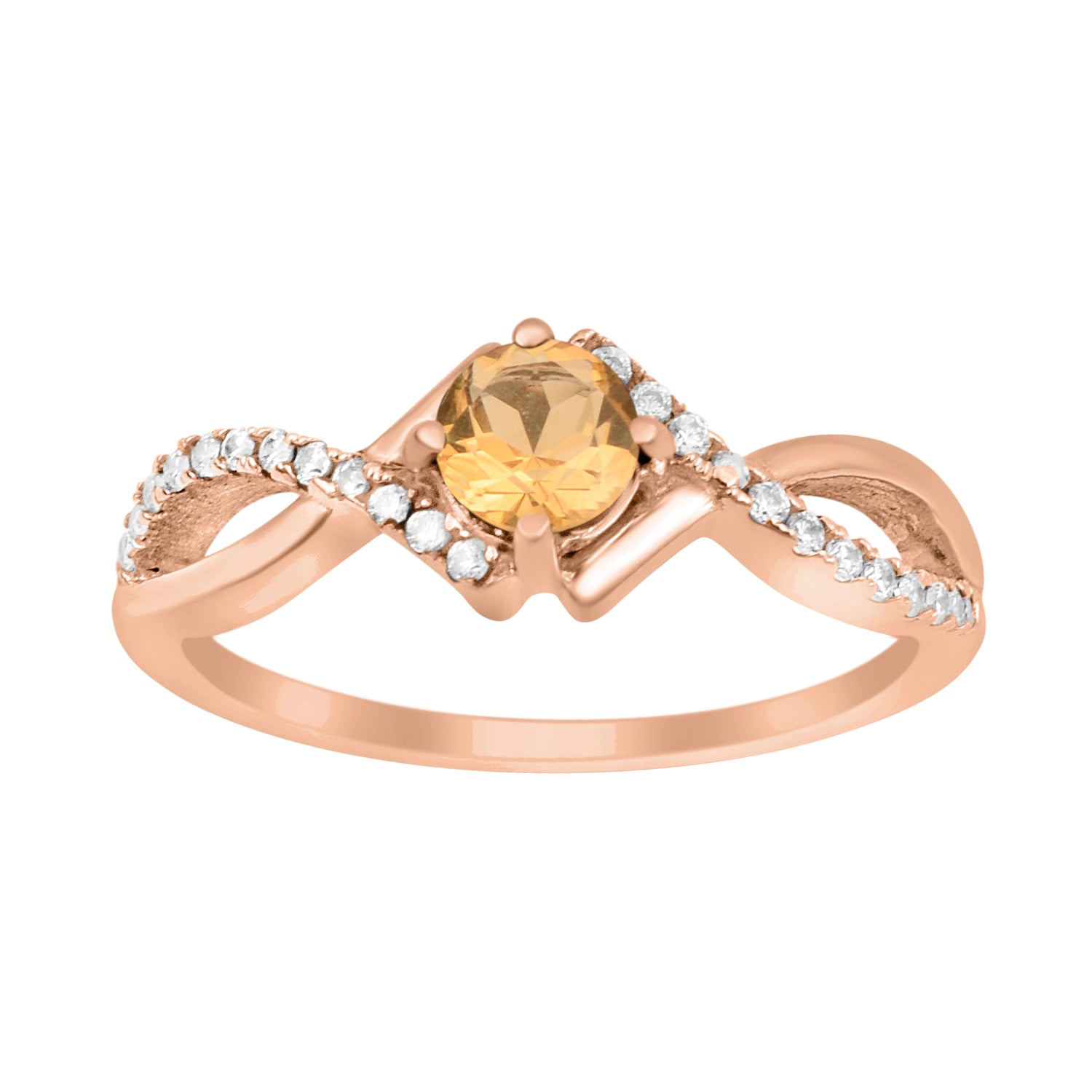 Citrine Infinity Twist Ring - Sterling Silver