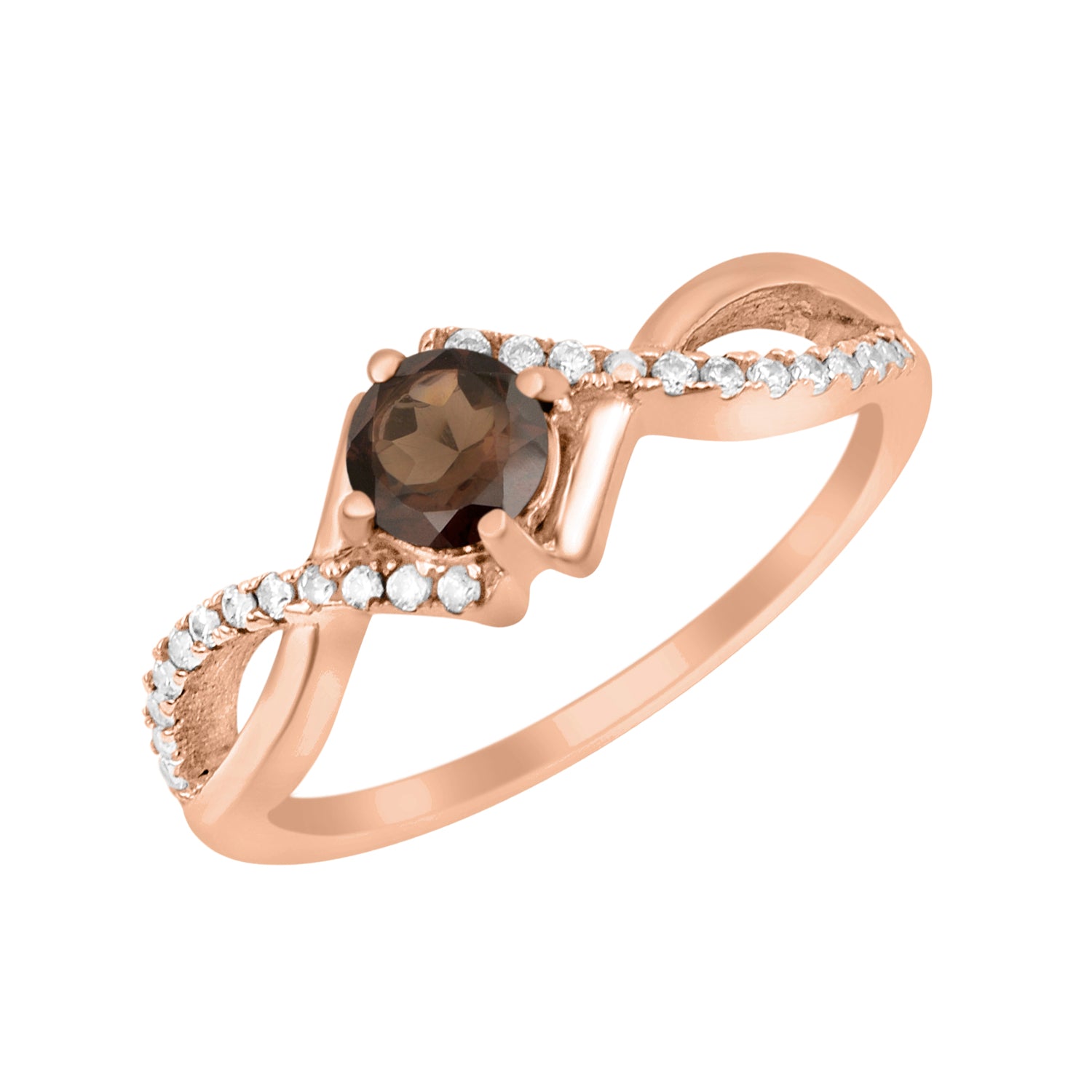 Smoky Quartz Infinity Twist Ring - Sterling Silver