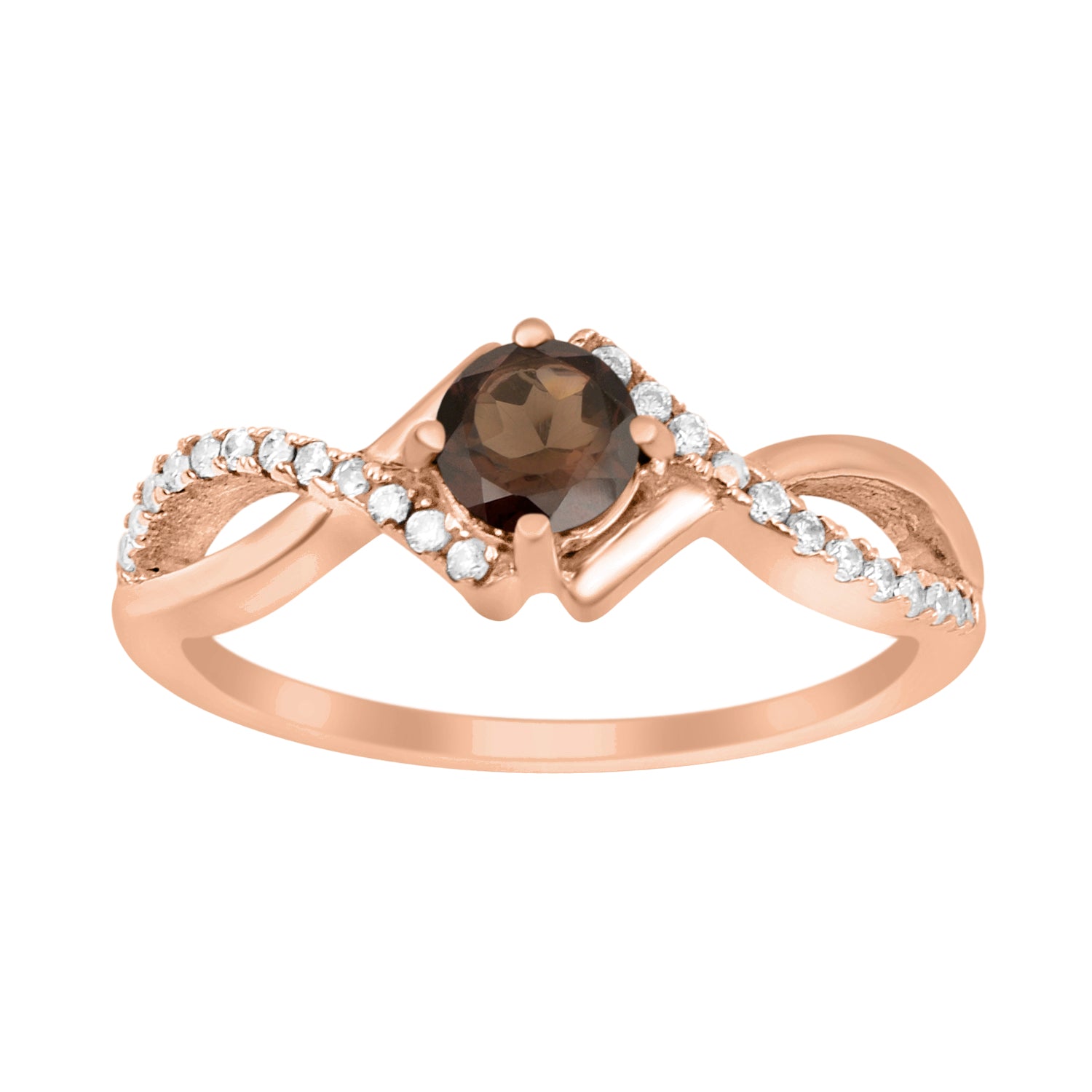 Smoky Quartz Infinity Twist Ring - Sterling Silver