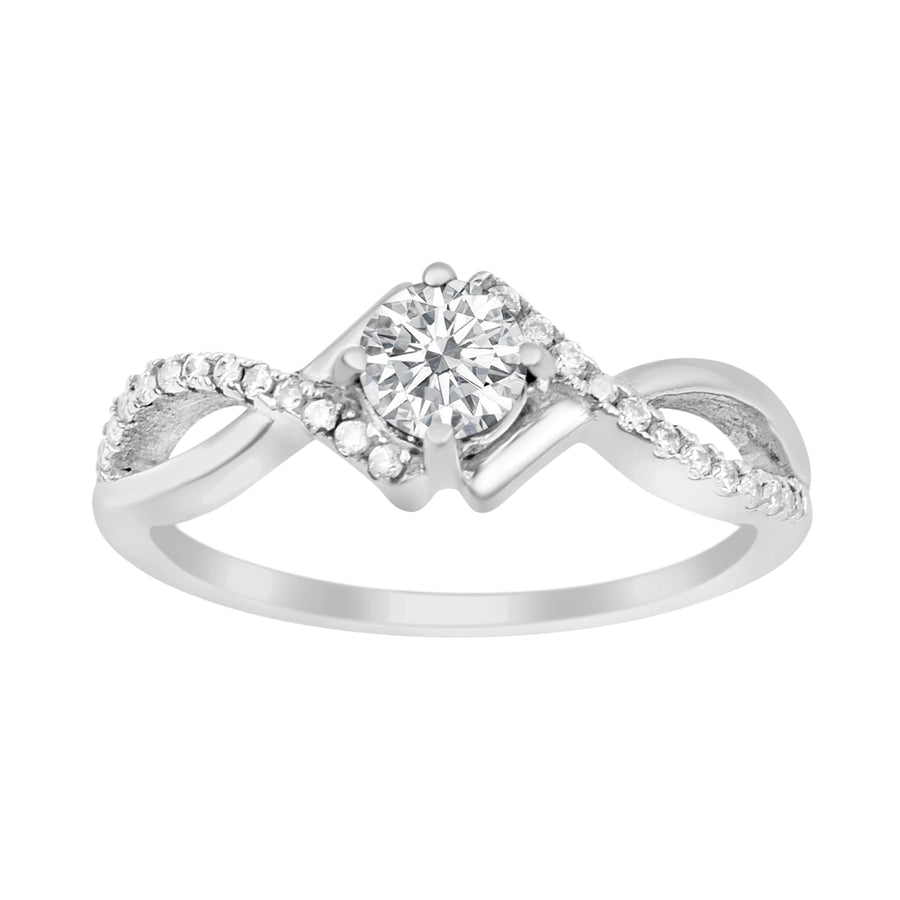 Moissanite Twisted Pave Ring - Sterling Silver