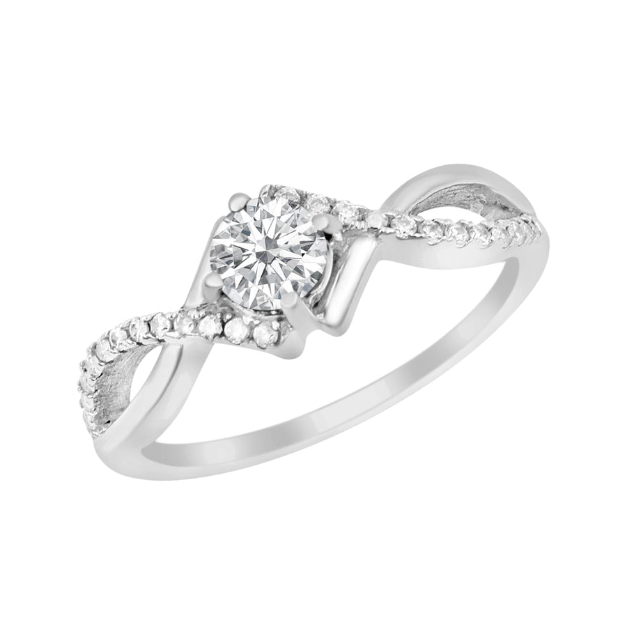 Moissanite Twisted Pave Ring - Sterling Silver