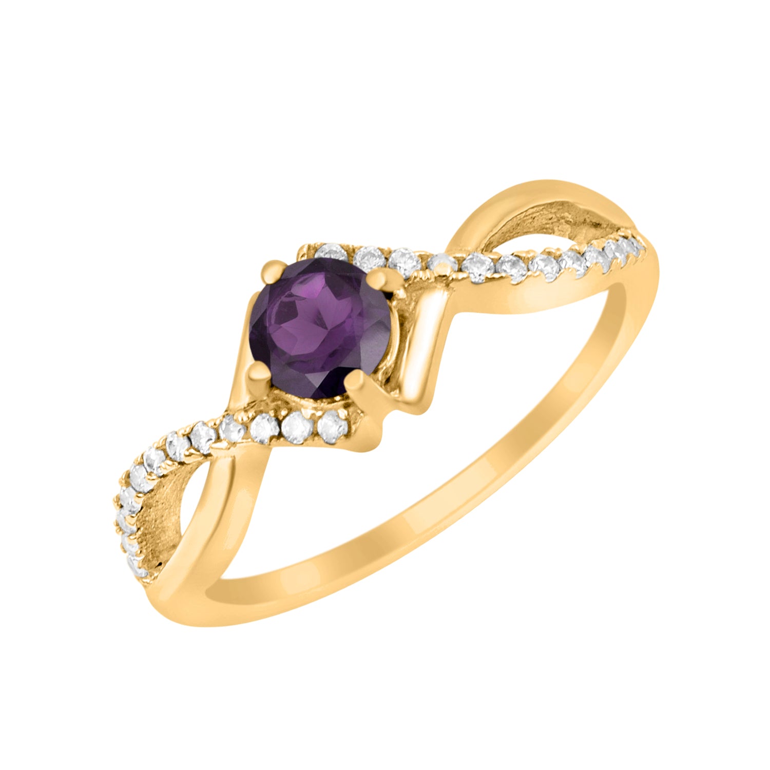 Amethyst Infinity Twist Ring - Sterling Silver